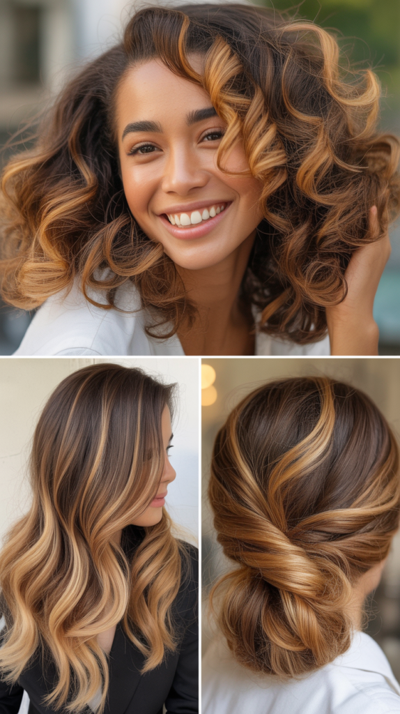 Caramel and Blonde Highlights
