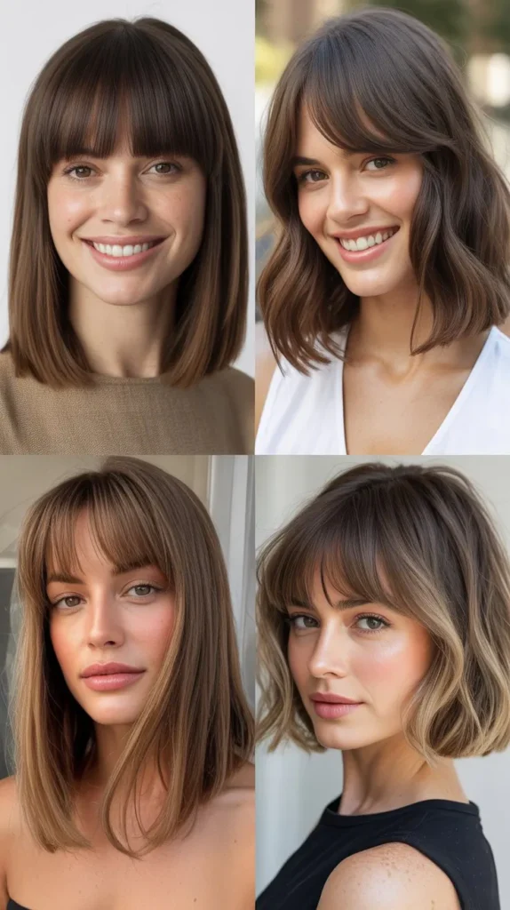 31 Long Bob Haircuts With Bangs for Oval Faces That Look Perfectly Balanced 31 Long Bob Haircuts With Bangs for Oval Faces That Look Perfectly Balanced