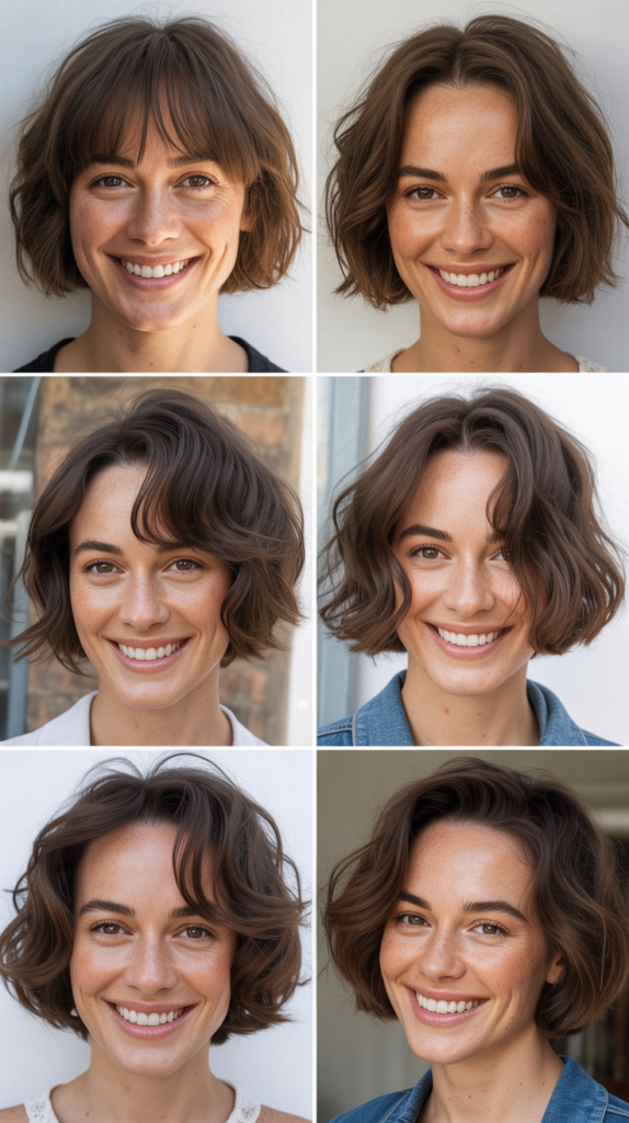 Tousled Lob With Grown-Out Curtain Bangs