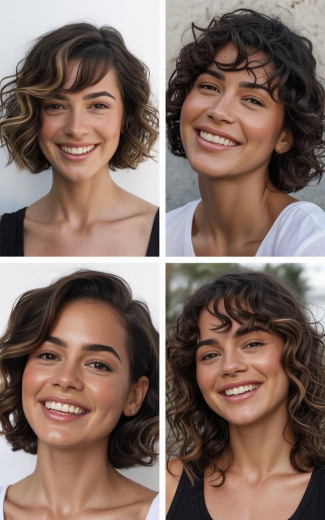 Asymmetrical Wavy Lob With Angled Bangs