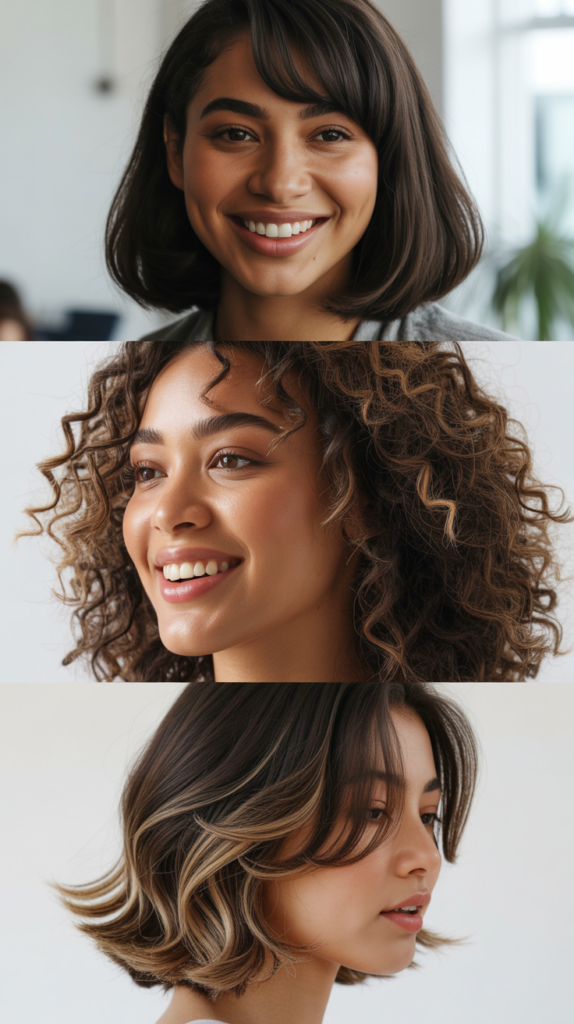 Long Bob With Curtain Bangs And Babylights