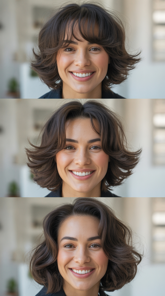 Textured Bang Curtain with Slice-Cut Layers