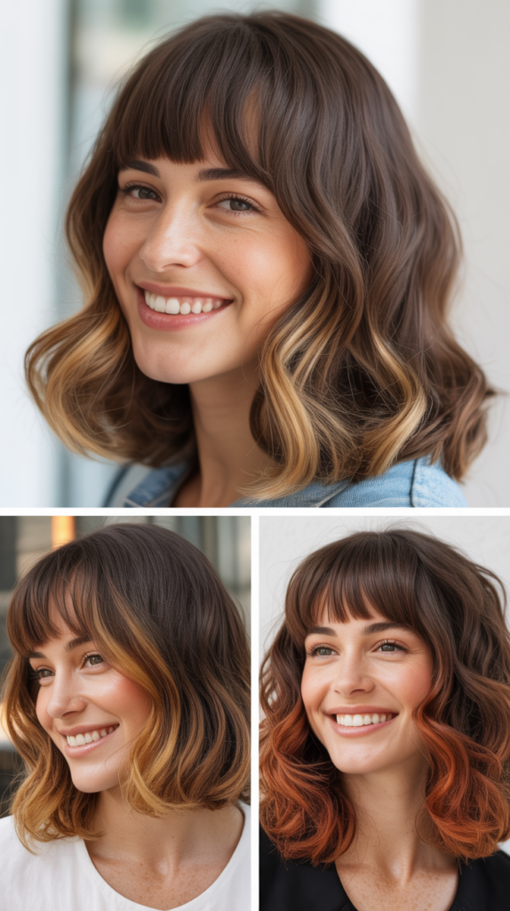 Soft Blunt Bangs With Dimensional Color
