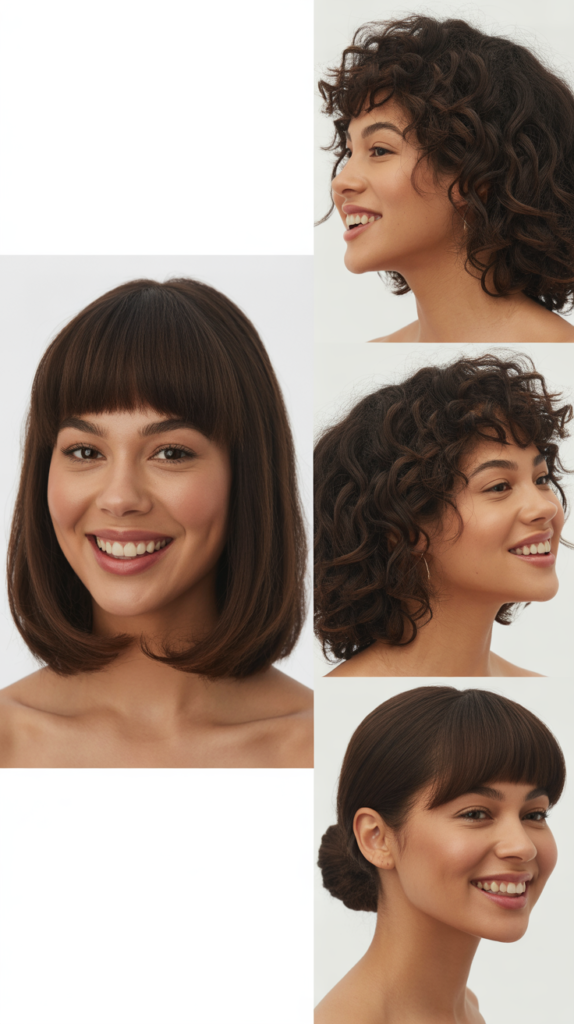 Long Bob With Curtain Bangs And Middle Part