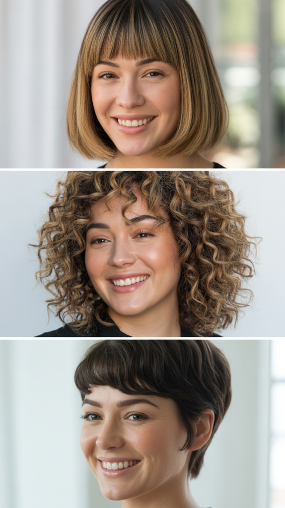 Blunt Lob With Face-Framing Balayage and Full Bangs