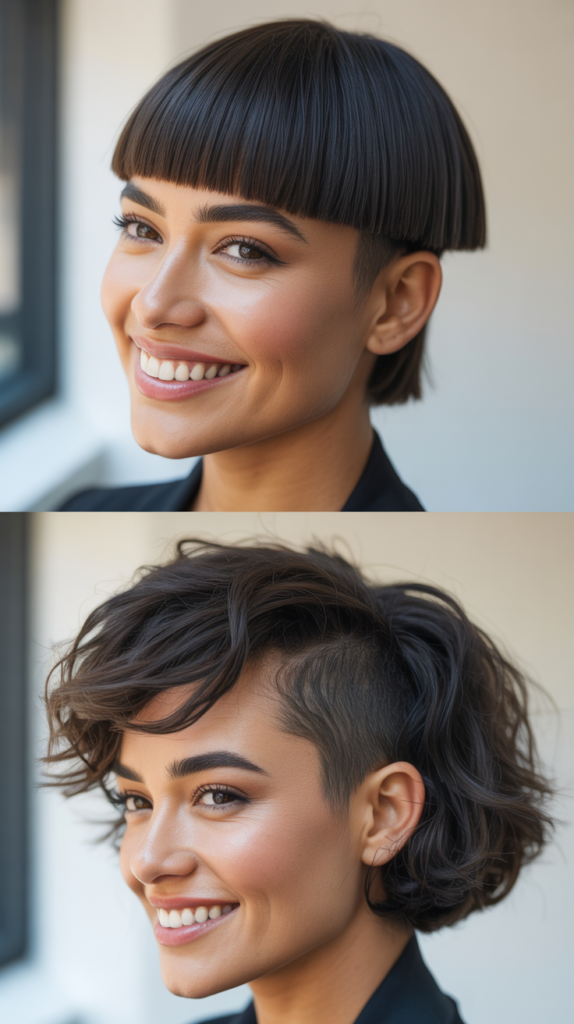 Blunt Bangs with Undercutting for Movement