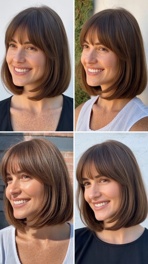 Long Bob With Graduated Curtain Bangs