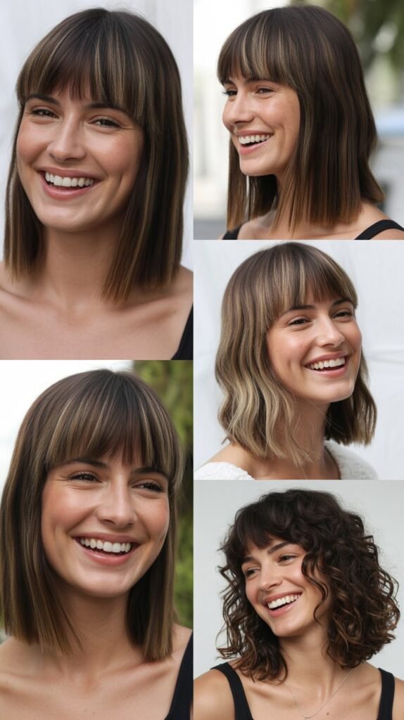  Long Bob with Curtain Bangs