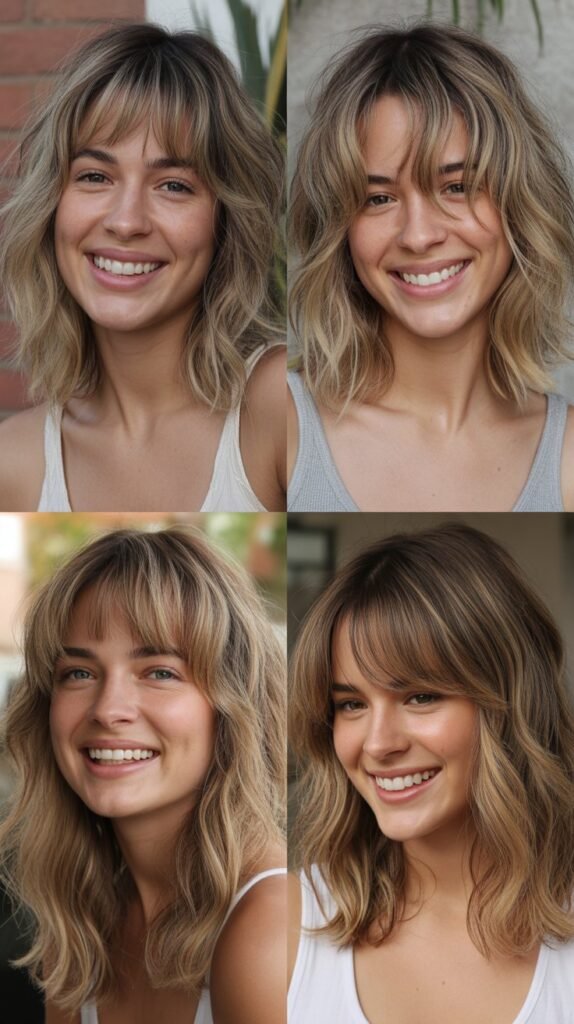  Beachy Lob With Bangs