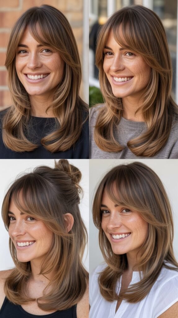 Graduated Long Layers With Curtain Bangs