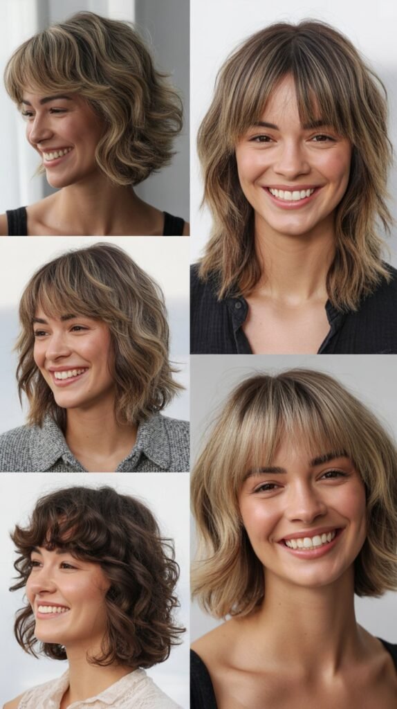 Shaggy LOB With Graduated Curtain Bangs