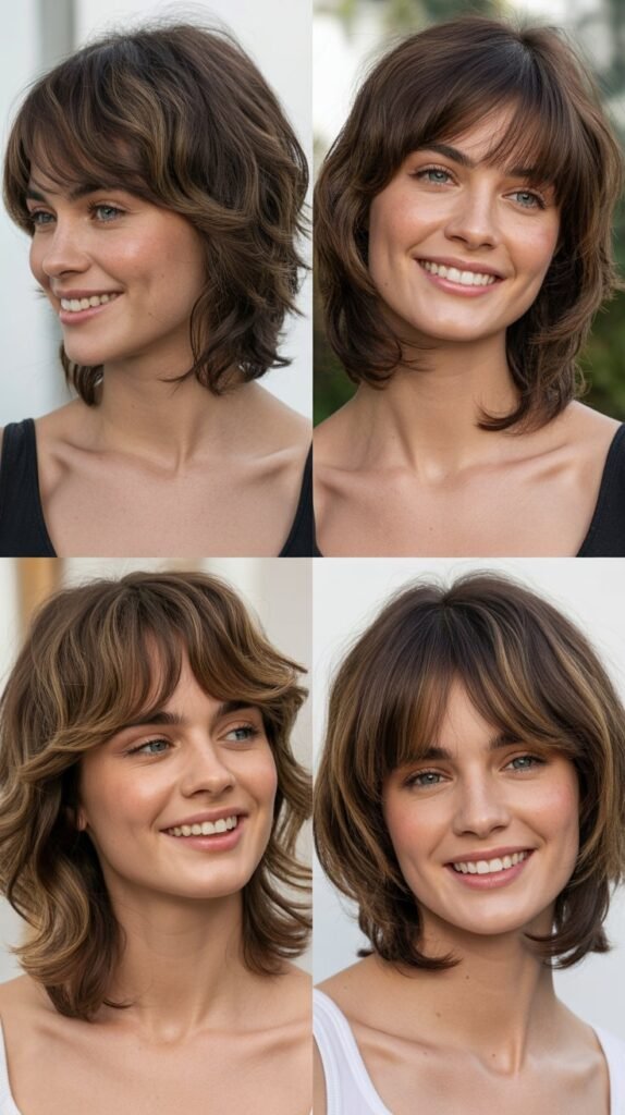 Shaggy LOB With Long Sweeping Bangs