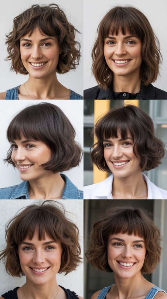 Textured Shaggy LOB With Blunt Baby Bangs