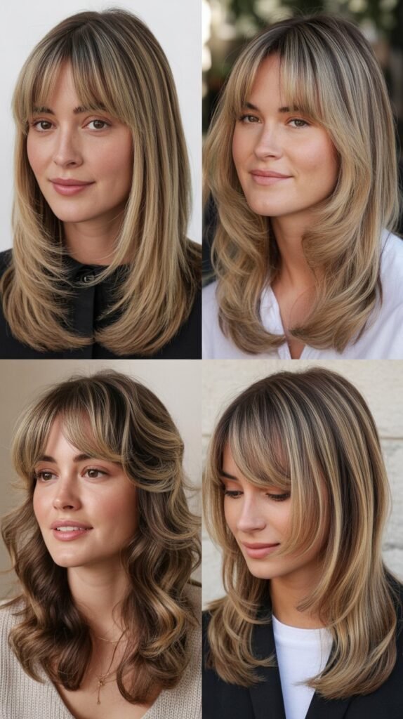 Long Layers With Curtain Bangs for Fine Hair