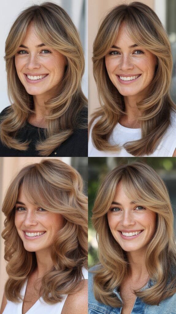 Face-Framing Long Layers With Side-Swept Curtain Bangs