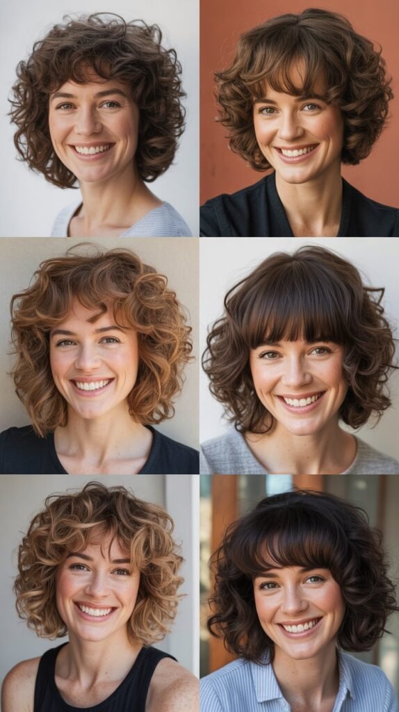 Bouncy Curly Lob With Bangs