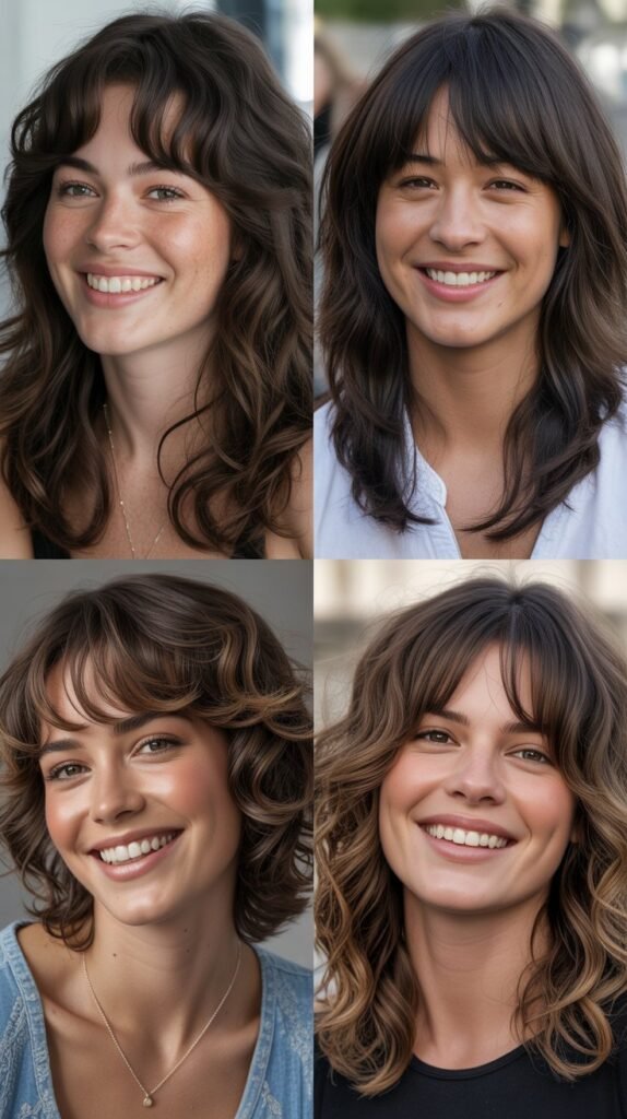 Long Shag With Curtain Bangs