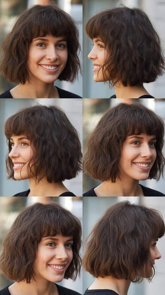 Volume-Boosting Lob With Choppy Micro Bangs