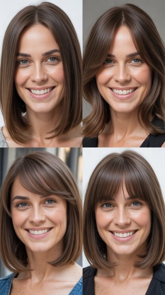 Straight Lob With Arched Bangs