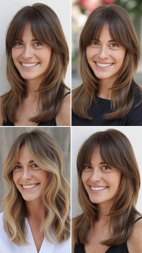 Long Layers With Graduated Curtain Bangs