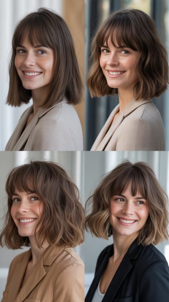  Natural Texture Lob With Bangs