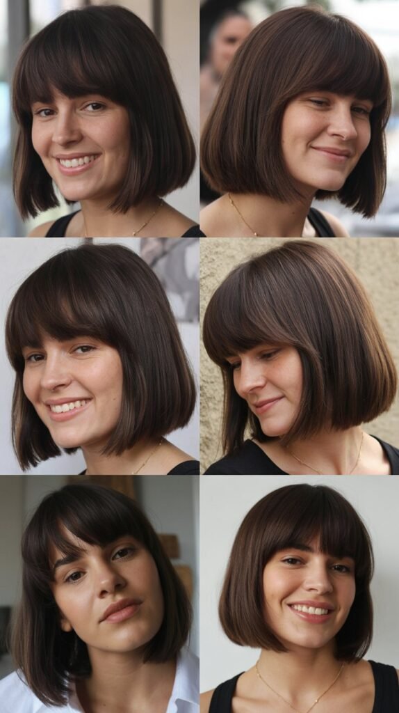  Straight Lob With Heavy Bangs