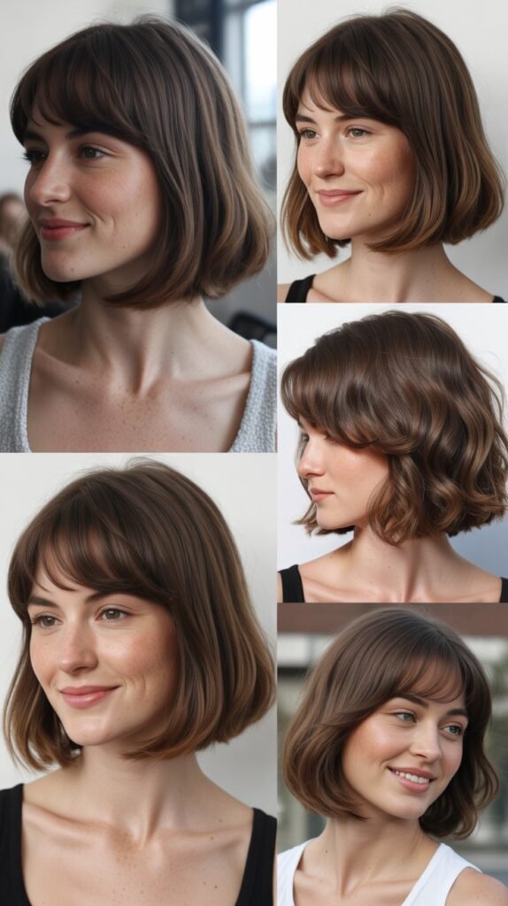 Soft Layered Lob With Baby Bangs