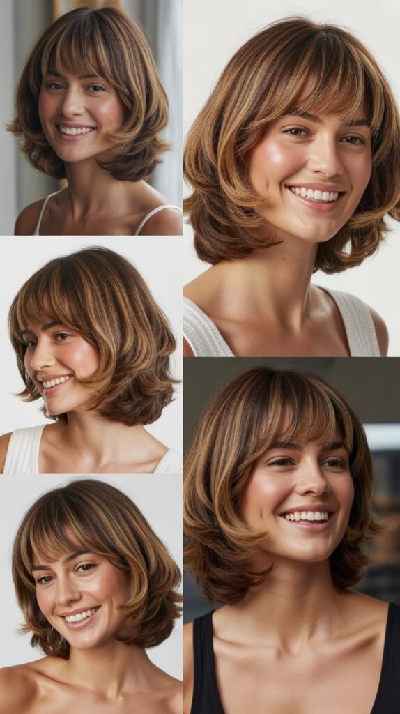 Stacked Long Bob with Angled Bangs