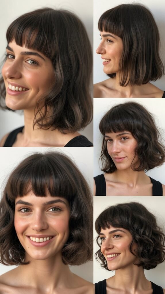 Shaggy LOB With Blunt Micro Bangs And Lived-In Texture