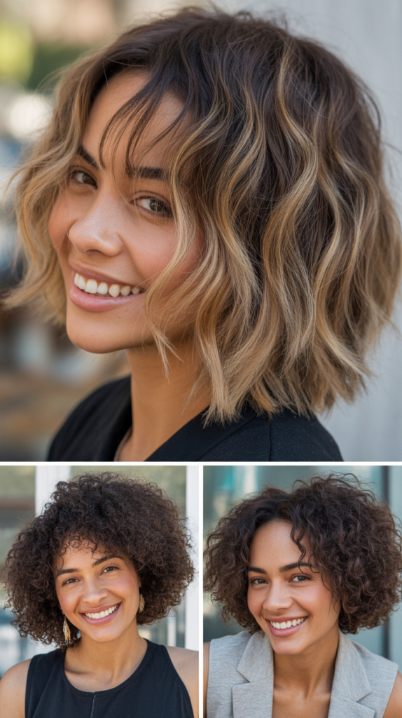  Shaggy Lob With Dimensional Balayage and Curtain Bangs