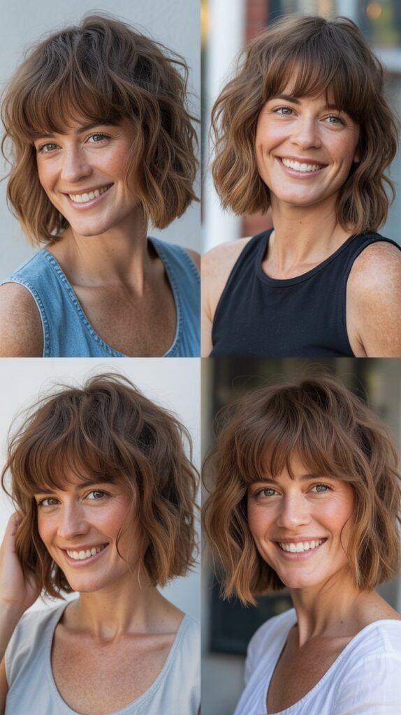  Tousled Lob With Piecey Bangs