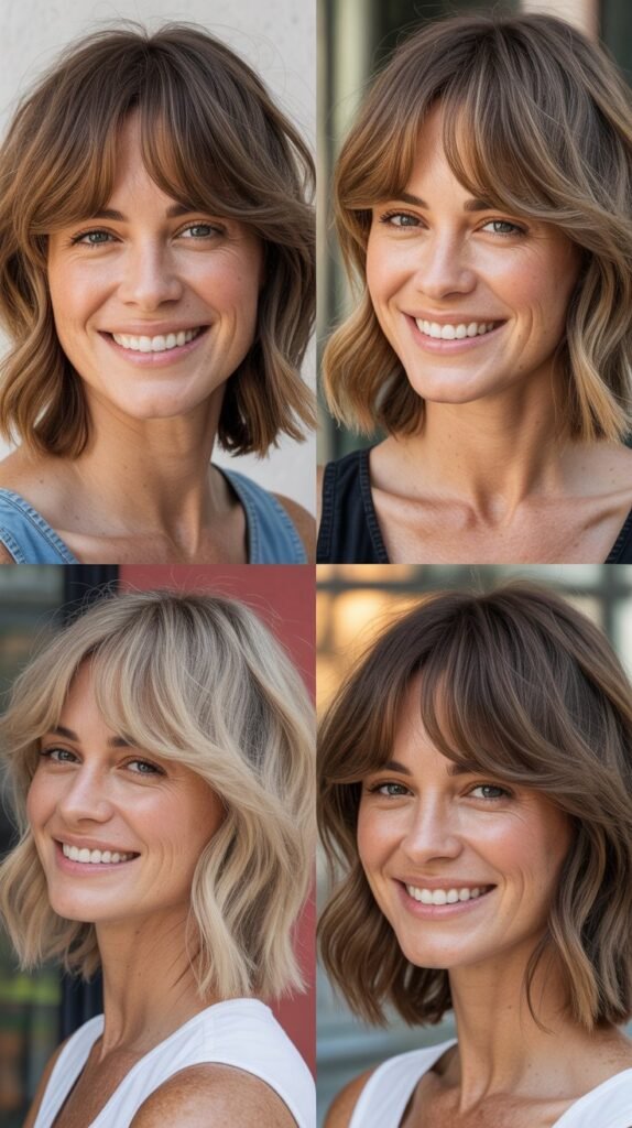 Shaggy LOB With Soft Rounded Curtain Bangs