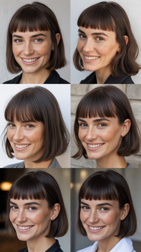 Sleek Lob With Blunt Micro Bangs