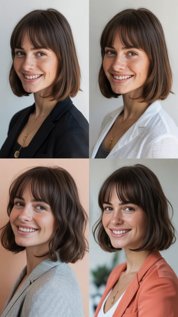 Sleek Lob With Micro Curtain Bangs