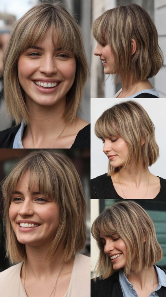 Lived-In Long Bob with Textured Curtain Bangs