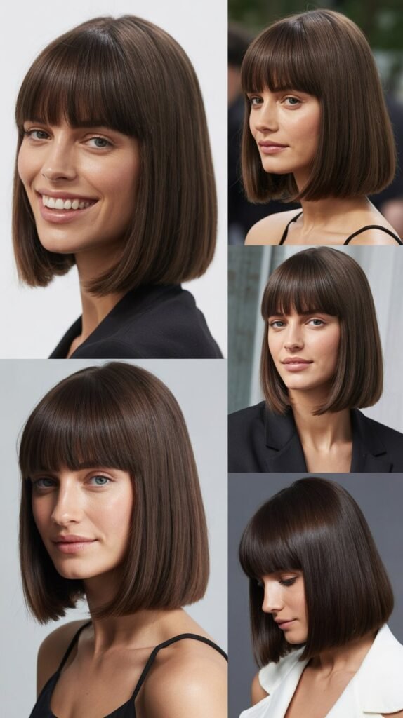 Sleek Long Bob With Blunt Bangs