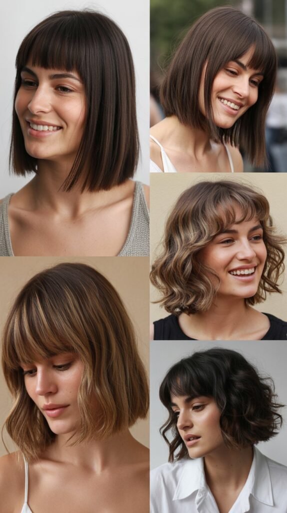 Razored Long Bob with Textured Bangs