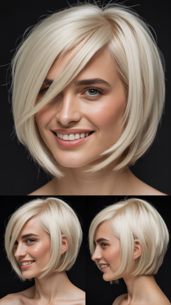  Asymmetrical Long Bob With Side Bangs