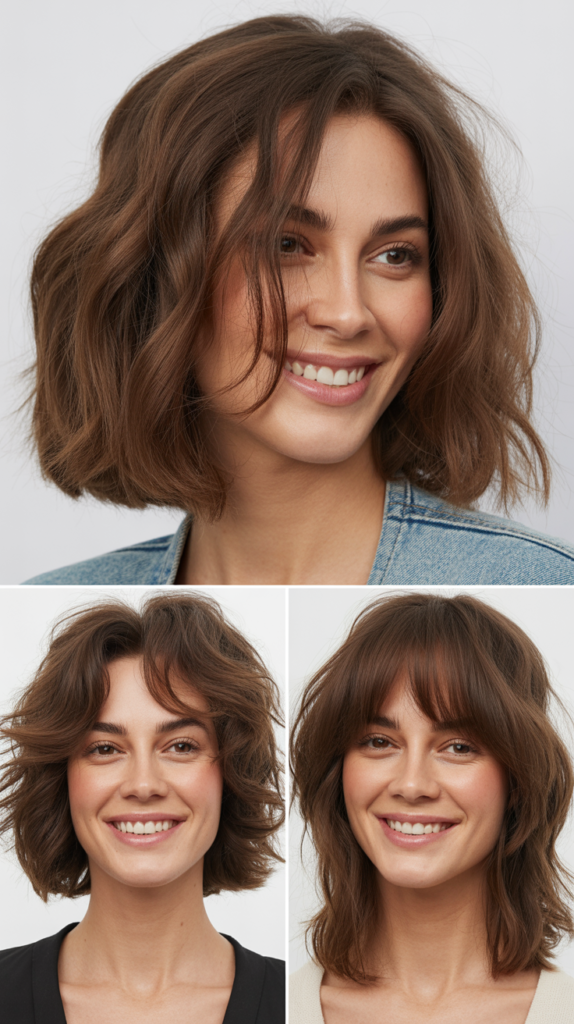 Choppy Long Bob With Piecey Curtain Bangs