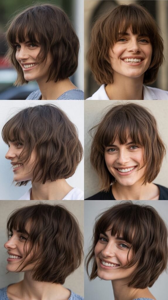 Stacked Long Bob With Choppy Fringe