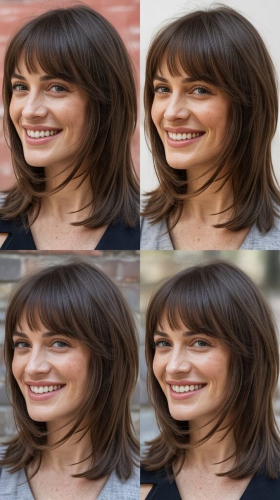 Layered Long Bob with Baby Bangs