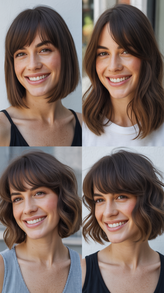 Asymmetrical Lob With Long Side Bangs