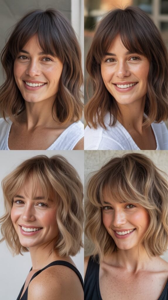 Layered Lob With Choppy Curtain Bangs