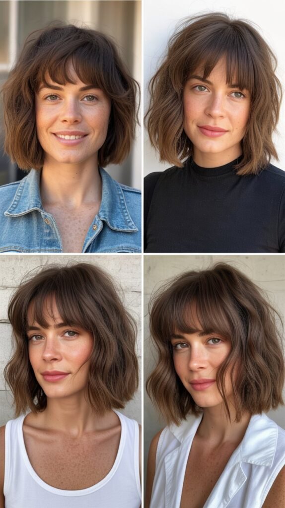 Shaggy Lob With Piecey Curtain Bangs