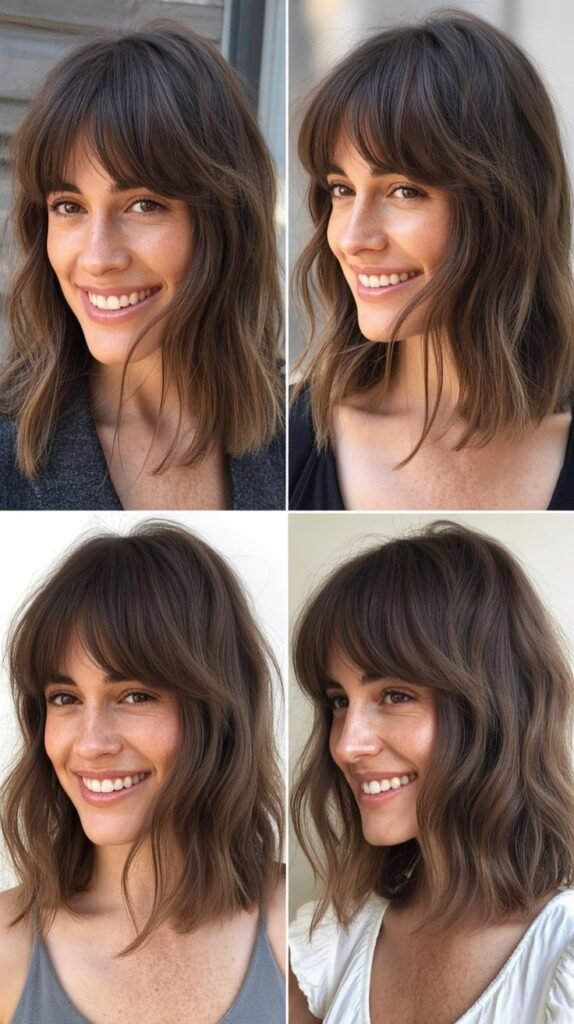  Undone Long Bob With Brow-Skimming Bangs