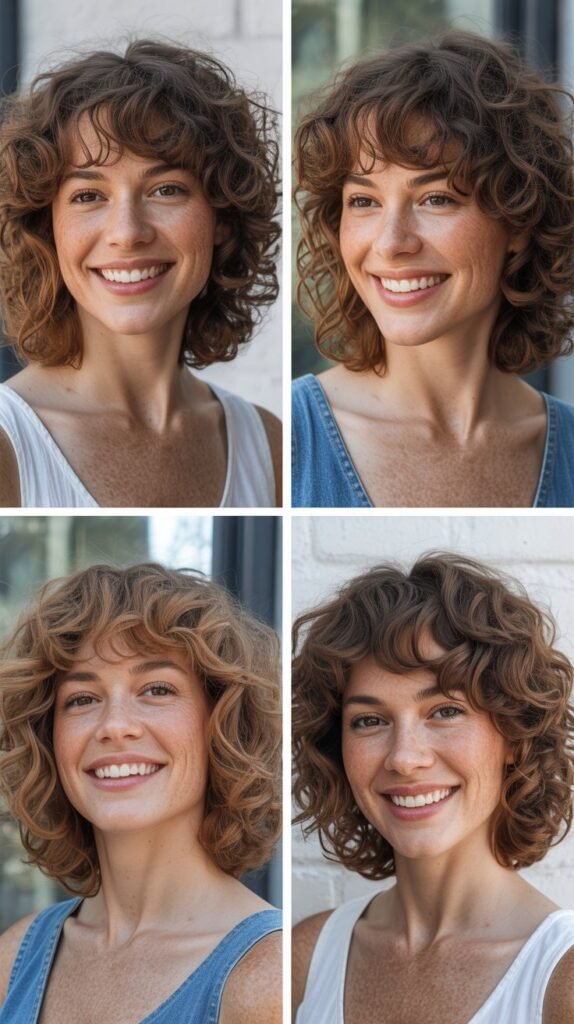 Curly Long Bob with Curly Bangs