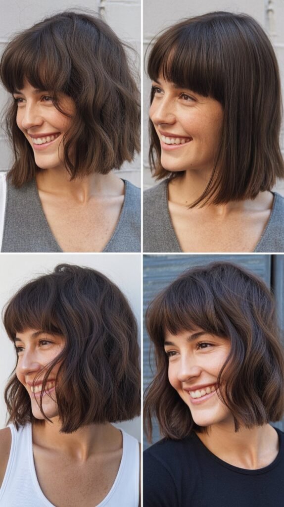 Long Bob With Textured Baby Bangs