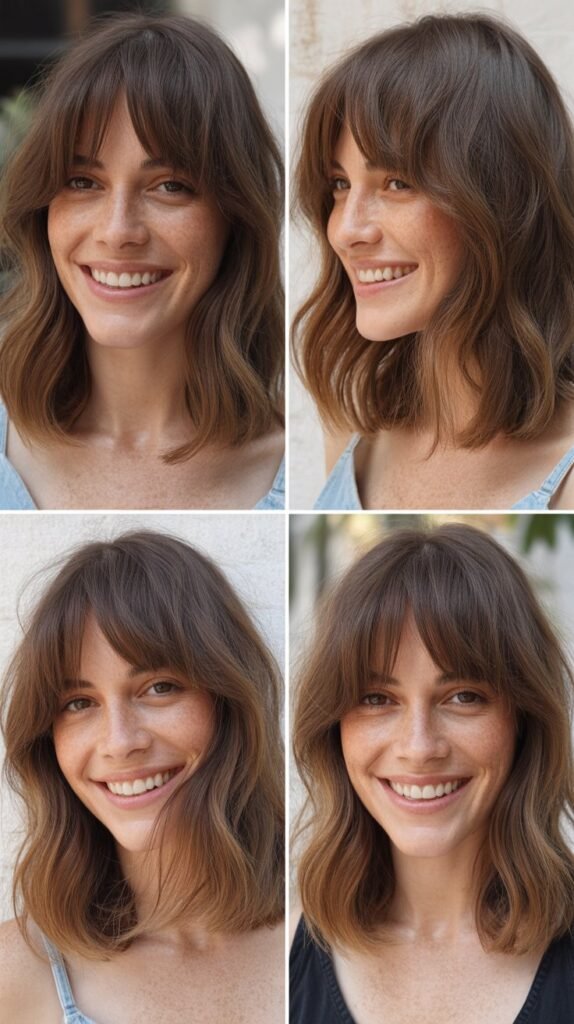 Natural Lob With Organic Curtain Bangs
