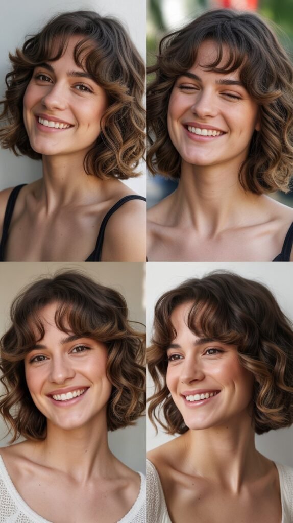 Romantic Wavy Long Bob With Curtain Bangs