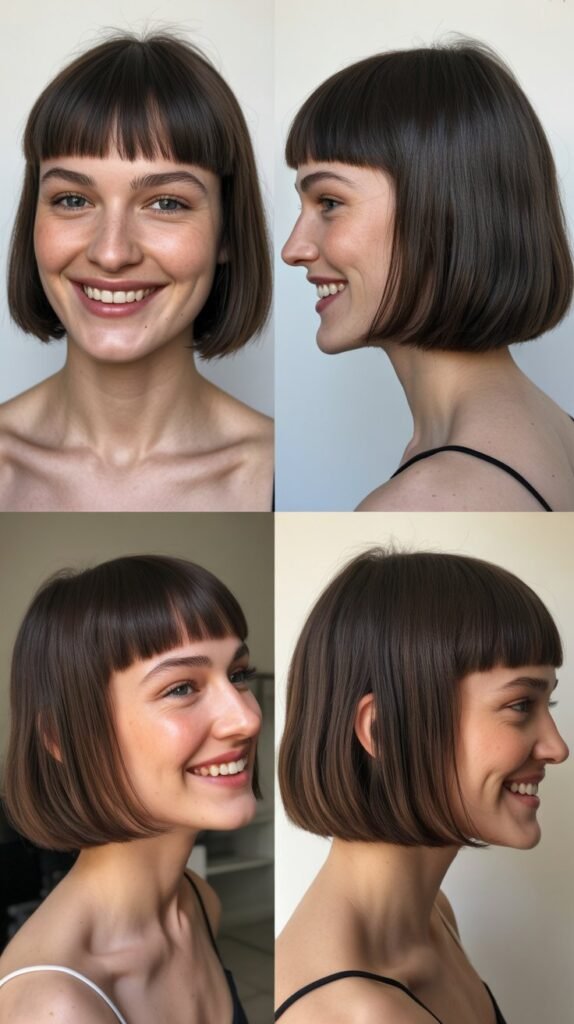 Modern Blunt Long Bob With Micro Fringe